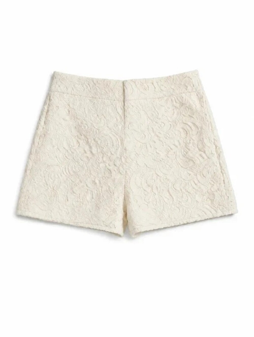 Express Women's Ivory Lace Shorts High Rise Textured Dressy Lined In Size 00